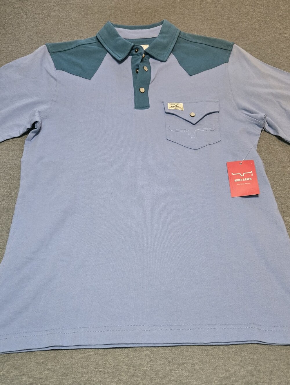 NWT Kimes Ranch Gallup Polo Light Blue Mens Small Western Cowboy Preppy
